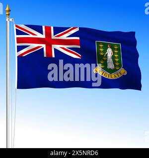 Britische Jungferninseln offizielle nationale winkende Flagge, amerikanisches Land, Vektor-Illustration Stock Vektor