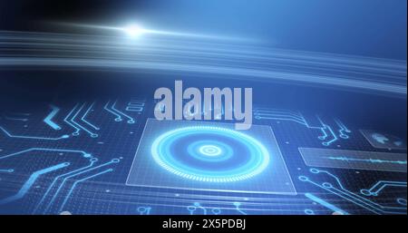 Abbildung des Scans des Oszilloskops, Datenverarbeitung über Computerplatine Stockfoto