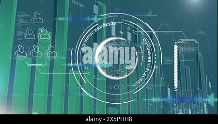 Bild der Datenverarbeitung und des Scope-Scans Stockfoto