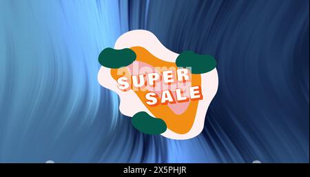 Bild des Super Sale-Textbanner vor abstraktem strukturiertem violetten Farbverlauf Stockfoto
