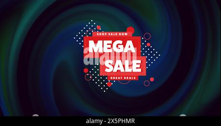 Bild des Mega Sale-Textbanner vor abstraktem, strukturiertem blauem Hintergrund Stockfoto