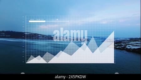 Dieses Bild zeigt Statistiken und Finanzdaten, die auf einem transparenten Hintergrund verarbeitet werden Stockfoto