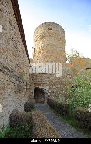 Stadtturm und historische Stadtmauer, Meisenheim, Rheinland-Pfalz, Deutschland Stockfoto