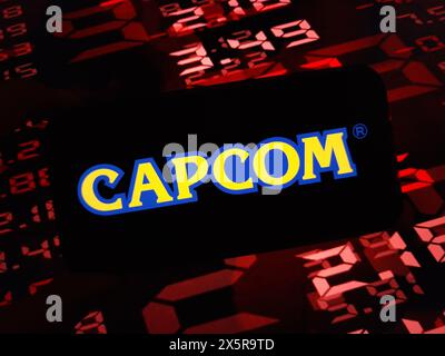 Konskie, Polen – 10. Mai 2024: Das Firmenlogo von Capcom wird auf dem Mobiltelefon angezeigt Stockfoto