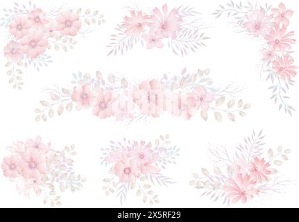 Vektor-Aquarellblumenelement, isoliert auf weißem Hintergrund. Stock Vektor