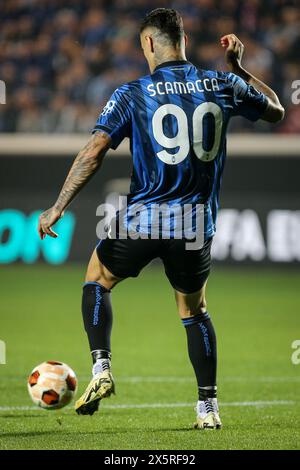 Bergamo, Italien, 9. Mai 2024. Gianluca Scamacca während des Spiels zwischen Atalanta und Olympique Marseille für das Halbfinale der UEFA Europa League in Gewiss Stockfoto