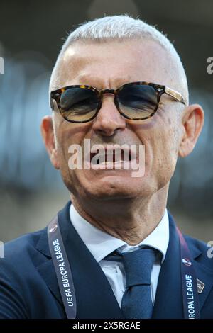 Bergamo, Italien, 9. Mai 2024. Fabrizio Ravanelli während des Spiels zwischen Atalanta und Olympique Marseille für das Halbfinale der UEFA Europa League in Gewis Stockfoto