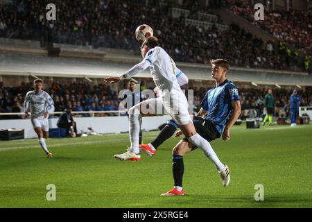 Bergamo, Italien, 9. Mai 2024. Balerdi während des Spiels zwischen Atalanta und Olympique Marseille für das Halbfinale der UEFA Europa League im Gewiss-Stadion, Stockfoto