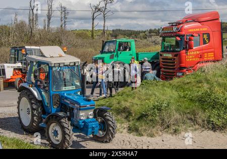 Spendenaktion Truck, Car, Tractor Run am Long Strand Rosscarbery, zu Hilfe von West Cork Underwater Search and Rescue Mai 2024 Stockfoto