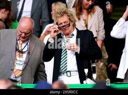 Rod Stewart in der Tribüne vor dem Cinch Premiership Spiel im Celtic Park, Glasgow. Bilddatum: Samstag, 11. Mai 2024. Stockfoto