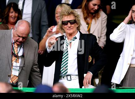 Rod Stewart in der Tribüne vor dem Cinch Premiership Spiel im Celtic Park, Glasgow. Bilddatum: Samstag, 11. Mai 2024. Stockfoto