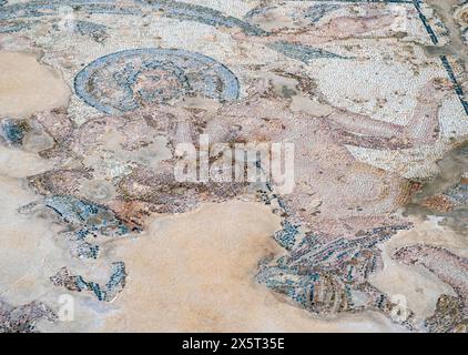 Römisches Bodenmosaik, Haus des Theseus, Paphos Archäologischer Park, Zypern Stockfoto
