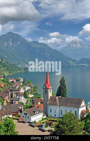 Weggis am Vierwaldstättersee im Kanton Luzern, Schweiz Stockfoto