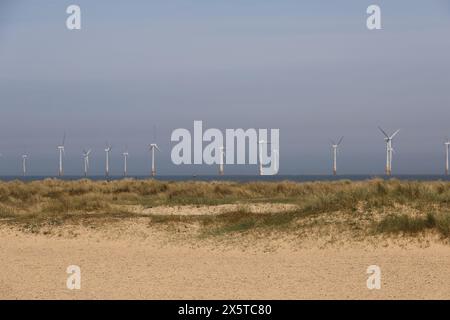 Scroby Sands Offshore Wind Farm, Great Yarmouth, Norfolk, England, Großbritannien Stockfoto