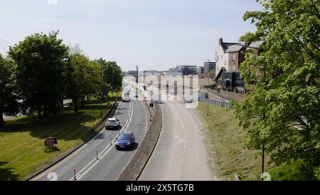 Stockton on Tees, Großbritannien. Mai 2024. Die Bauarbeiten im Stadtzentrum begannen nach Abschluss der Abrissarbeiten im Rahmen der Pläne des Councils, die High Street zum Fluss zu öffnen und einen NHS Health Hub zu umfassen. David Dixon / Alamy Stockfoto