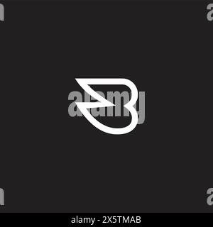Buchstabe b abstrakte Gänseflügel einfacher Logo-Vektor Stock Vektor