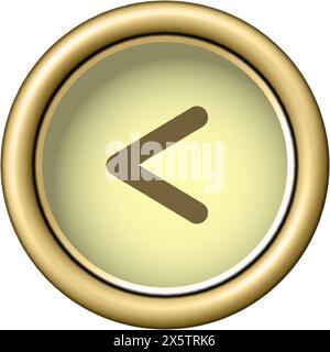 Kleiner-als-Zeichen. Goldene Vintage Schreibmaschinentaste isoliert auf weißem Hintergrund Stock Vektor