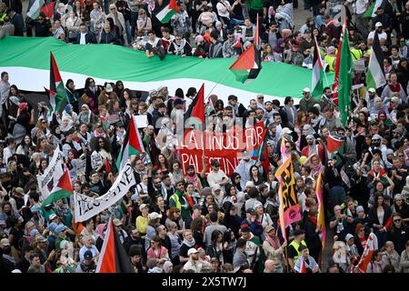 MALMÖ, Schweden. , . Das Netzwerk Stop Israel hielt am Samstag auch eine Demonstration gegen die Teilnahme Israels an der 68. Ausgabe des Eurovision Song Contests (ESC) in der Malmö Arena ab. Foto: Johan Nilsson/TT/Code 50090 Credit: TT News Agency/Alamy Live News Stockfoto