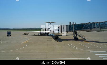 Die Iljuschin IL62M Flugzeuge der Airline Air Koryo am Flughafen von Pyongyang Stockfoto