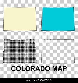 Set der Colorado-Karte, vereinigte staaten von amerika. Symbol-Vektorgrafik für flaches Konzept. Stock Vektor