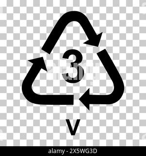 Kunststoff-Symbol, Ökologie Recycling-Zeichen isoliert auf weißem Hintergrund. Symbol für Verpackungsabfall . Stock Vektor