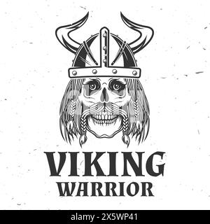 Wikinger-Krieger-Logo, -Abzeichen, -Aufkleber. Vektorabbildung. Für Embleme, Etiketten und Patch. wikinger im Helm im monochromen Stil. Stock Vektor