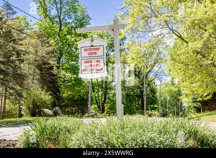 Einfaches Schild mit Wegbeschreibung in Shelter Island, ny Stockfoto