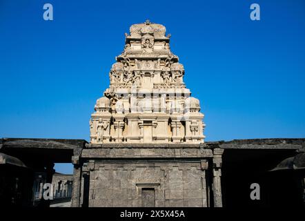 Gingee Venkataramana Tempel im Gingee Fort Complex, Villupuram District, Tamil Nadu, Indien. Stockfoto