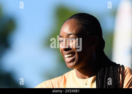 München, Deutschland. Mai 2024. München, 11. Mai 2024: Micha Powell (Kanada) nach dem 200-Meter-Lauf während des Ludwig Jall Sports Festival 2024 im Dante Stadion, München. (Sven Beyrich/SPP) Credit: SPP Sport Press Photo. /Alamy Live News Stockfoto