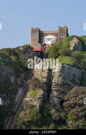 Hastings East Cliff Railway Standseilbahn Stockfoto
