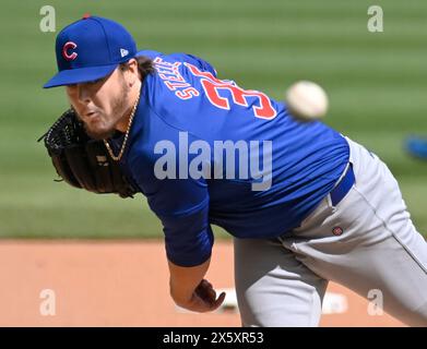 Pittsburgh, Usa. Mai 2024. Chicago Cubs Pitcher Justin Steele (35) startet am Samstag, den 11. Mai 2024, gegen die Pittsburgh Pirates im ersten Inning im PNC Park. Foto: Archie Carpenter/UPI Credit: UPI/Alamy Live News Credit: UPI/Alamy Live News Stockfoto