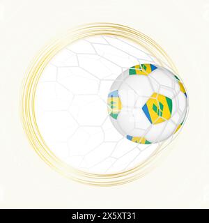 Fußball-Emblem mit Fußball mit Flagge von St. Vincent und den Grenadinen im Netz, Tor für St. Vincent und die Grenadinen. Vektoremb Stock Vektor