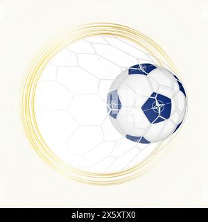 Fußball-Emblem mit Fußball mit NATO-Flagge im Netz, Tor für die NATO. Vektoremblem. Stock Vektor