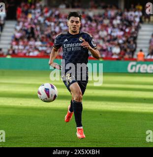 Granada, Spanien. Mai 2024. Brahim Díaz von Real Madrid CF während des Liga-Spiels zwischen Granada CF und Real Madrid CF im Nuevo Los Cármenes Stadion am 11. Mai 2024 in Granada, Spanien. (Foto: José M Baldomero/Pacific Press) Credit: Pacific Press Media Production Corp./Alamy Live News Stockfoto