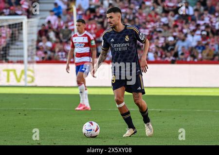 Granada, Granada, Spanien. Mai 2024. Dani Ceballos von Real Madrid CF während des Liga-Spiels zwischen Granada CF und Real Madrid CF im Nuevo Los CÃrmenes Stadion am 11. Mai 2024 in Granada, Spanien. (Kreditbild: © José M Baldomero/Pacific Press via ZUMA Press Wire) NUR REDAKTIONELLE VERWENDUNG! Nicht für kommerzielle ZWECKE! Quelle: ZUMA Press, Inc./Alamy Live News Stockfoto