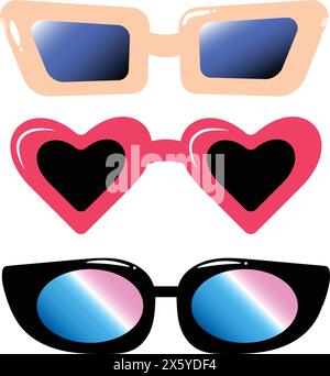 Set der Retro-Sonnenbrille Stock Vektor