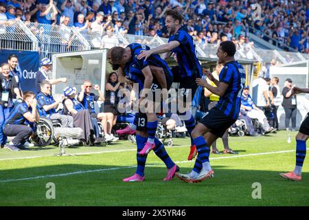 11.05.2024, Fußball 3. Liga, Saison 2023/24, 37. Spieltag: Waldhof Mannheim gegen SV Sandhausen (4:2). Jubel nach dem Tor zum 2:0 durch Terrence Boyd Stockfoto