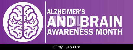 Alzheimer und Brain Awareness Month. Geeignet für Grußkarten, Poster und Banner. Vektorabbildung. Stock Vektor