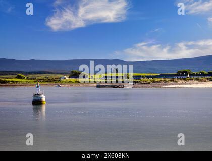 The Metal man ist ein Beacon-Torheit am Rosses Point am Eingang zum Sligo Harbour, Irland. Stockfoto