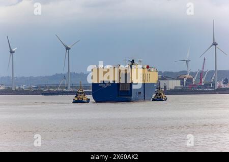 Fahrzeugträger Morning Cecilie fährt zu den Royal Portbury Docks Stockfoto