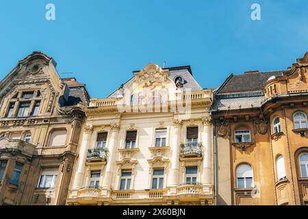 Budapest Ungarn - 20. April 2024: Historische Gebäude im Zentrum von Budapest. Stockfoto