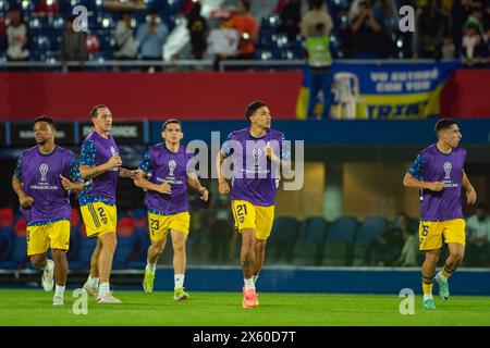 Boca Jrs Players warm Up - Sportivo Trinidense (1) gegen Club Atletico Boca Juniors (2) Spiel, Phase Gruppe (Gruppe D) CONMEBOL Sudamericana 2024. Stockfoto