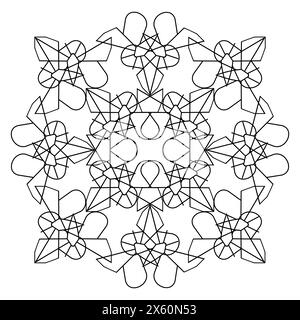 Schwarzes Ornament aus geometrischen Schmetterlingsfiguren im kombinatorischen Stil auf weißem Hintergrund Stock Vektor