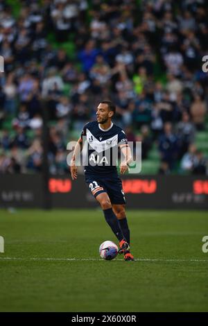 MELBOURNE, AUSTRALIEN. 12. Mai 2024. Im Bild: Der Portugiese Roderick Miranda (21) von Melbourne Victory im A-Liagues-Fußball, Melbourne Victory FC gegen Wellington Phoenix FC Halbfinale im AAMI Park in Melbourne. Quelle: Karl Phillipson/Alamy Live News Stockfoto