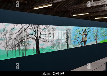 David Hockney Paintings, Ein Jahr in Normandie, 2024, Salts Mill, West Yorkshire Stockfoto