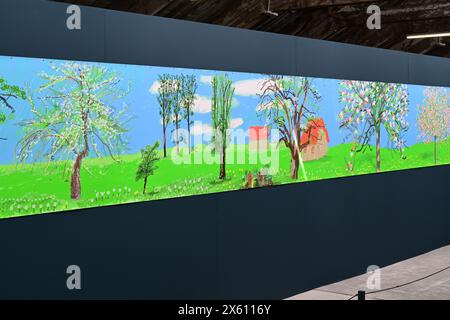 David Hockney Paintings, Ein Jahr in Normandie, 2024, Salts Mill, West Yorkshire Stockfoto