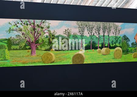 David Hockney Paintings, Ein Jahr in Normandie, 2024, Salts Mill, West Yorkshire Stockfoto