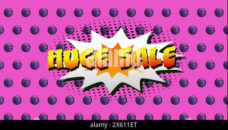 Bild eines riesigen Verkaufstextes über einem Hintergrund mit lebhaftem Retro-Muster Stockfoto