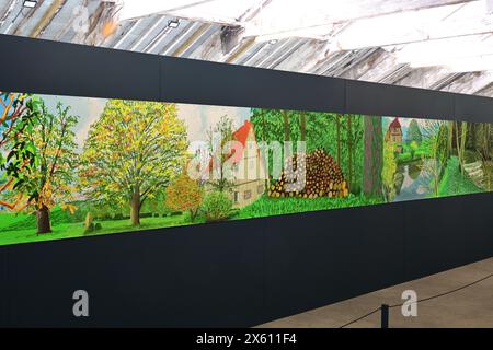 David Hockney Paintings, Ein Jahr in Normandie, 2024, Salts Mill, West Yorkshire Stockfoto