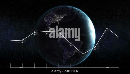 Bild der digitalen Datenverarbeitung auf der ganzen Welt Stockfoto